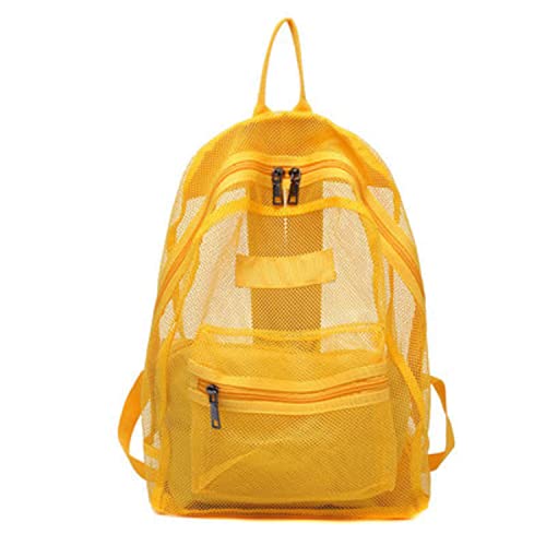 MeganJDesigns Transparent Mesh Backpack?Heavy Duty Semi-See Through Stadium Approved Student Backpack with Reinforced Straps (01#Yellow)