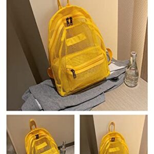 MeganJDesigns Transparent Mesh Backpack?Heavy Duty Semi-See Through Stadium Approved Student Backpack with Reinforced Straps (01#Yellow)