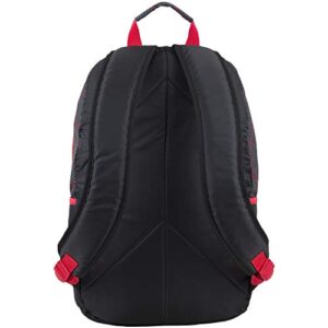 FUEL Backpack with Lunchbox Combo, Perfect for School, Two Compartment, Water Resistant, Durable, Side Water Bottle Pockets - Black/Poppy Red/Geometric