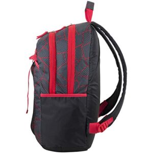 FUEL Backpack with Lunchbox Combo, Perfect for School, Two Compartment, Water Resistant, Durable, Side Water Bottle Pockets - Black/Poppy Red/Geometric