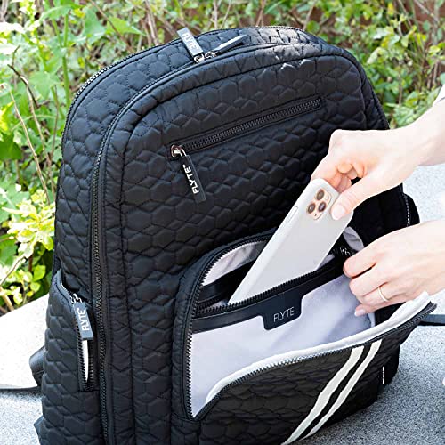 FLYTE Isabella Backpack | Gym & Travel Quilted Backpack | Black