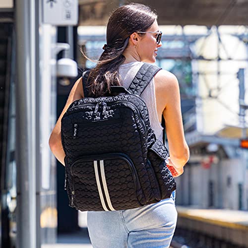 FLYTE Isabella Backpack | Gym & Travel Quilted Backpack | Black