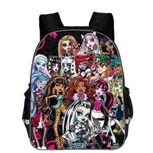 gengx unisex child monster high canvas backpack-students back to school lightweight book bag travel backpack with side pockets, one size