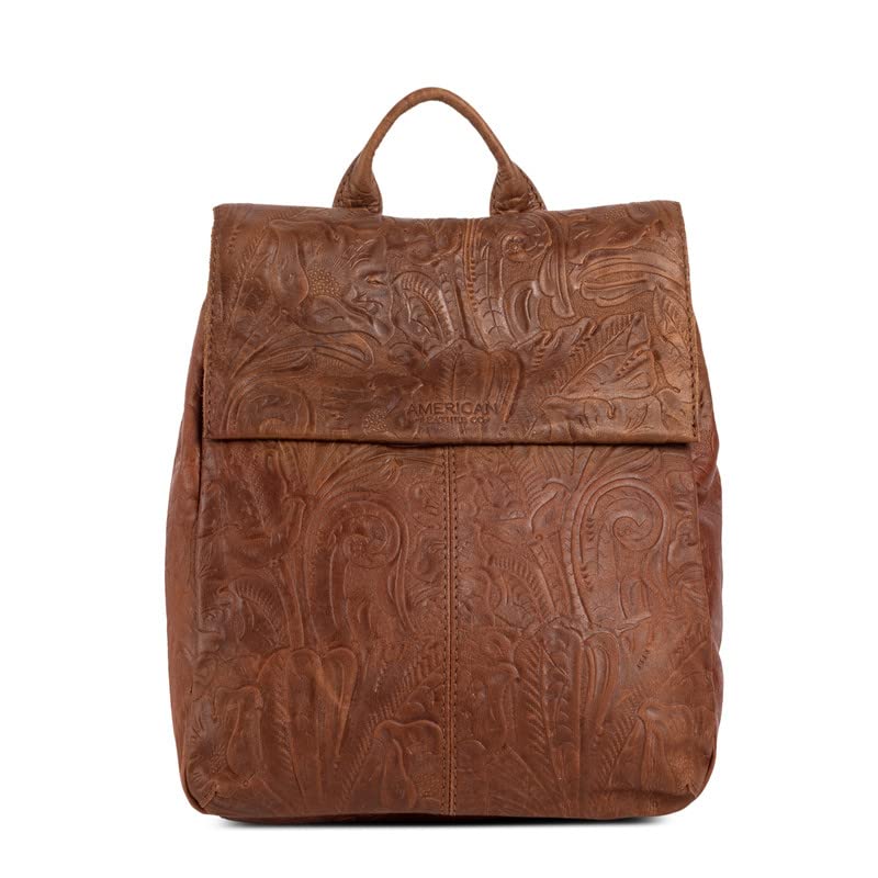 American Leather Co. - Liberty Backpack - Highly Functional & Superbly Fashionable - Brandy Tooled