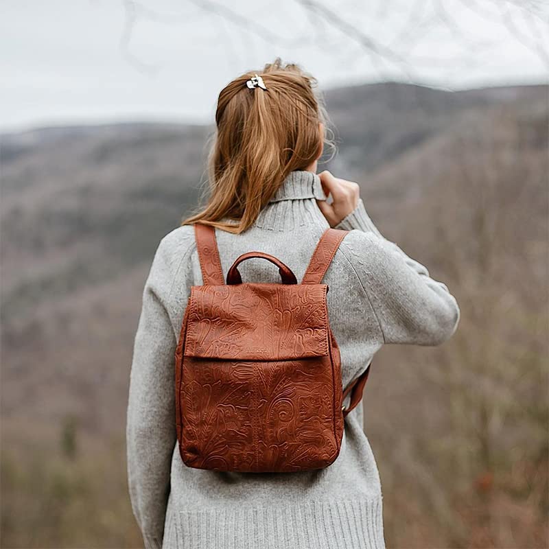 American Leather Co. - Liberty Backpack - Highly Functional & Superbly Fashionable - Brandy Tooled