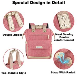 Laptop Backpack for Women,Convertible Tote 15.6 Inch Computer Bag Travel Backpack Airline Approved,Wide Open Large USB Charging Port Teacher Nurse Backpack RFID Anti Theft College School Bookbag Pink