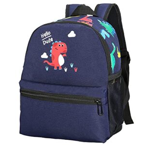kids toddler backpack boys with strap dinosaur blue kindergarten leash bookbag (dark blue-12)