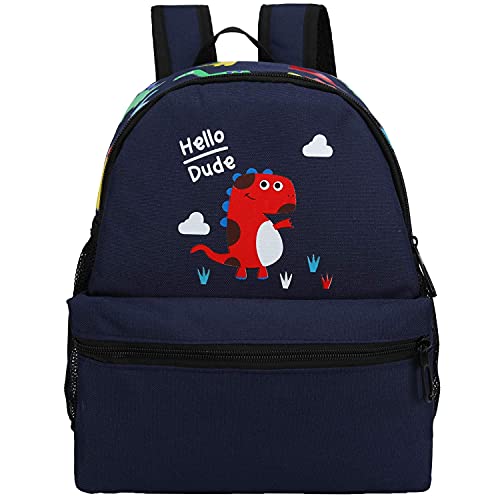 Kids Toddler Backpack Boys with Strap Dinosaur Blue Kindergarten Leash Bookbag (Dark Blue-12)