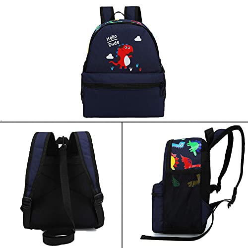 Kids Toddler Backpack Boys with Strap Dinosaur Blue Kindergarten Leash Bookbag (Dark Blue-12)