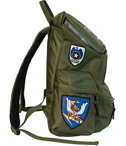 Top Gun Nylon Backpack with Patches (Olive)