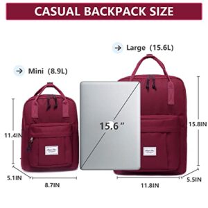 Mini Backpack for Women, Chasechic Lightweight Cute Small Hiking Casual Aesthetic Daypack for Teen Girls Wine Red