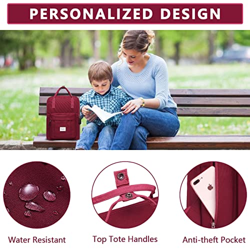 Mini Backpack for Women, Chasechic Lightweight Cute Small Hiking Casual Aesthetic Daypack for Teen Girls Wine Red