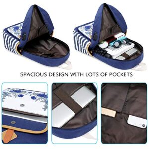 goldwheat Girls Backpack Canvas Schoolbag Bookbag Laptop Bag Rucksack with USB Charging Port