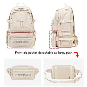 Laptop Backpacks for Women Men 16 Inch School Bag College Backpack Anti Theft Travel Daypack Bookbag for Teens Girls Students (Beige)