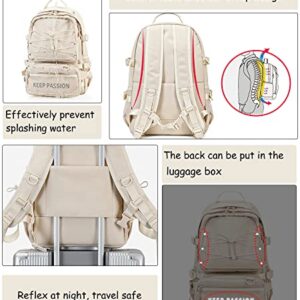 Laptop Backpacks for Women Men 16 Inch School Bag College Backpack Anti Theft Travel Daypack Bookbag for Teens Girls Students (Beige)