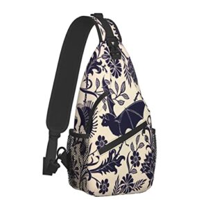 ajunjunpai halloween bat flower shoulder bags mini sling bag crossbody fashion chest daypack for men women outdoor cycling hiking travel