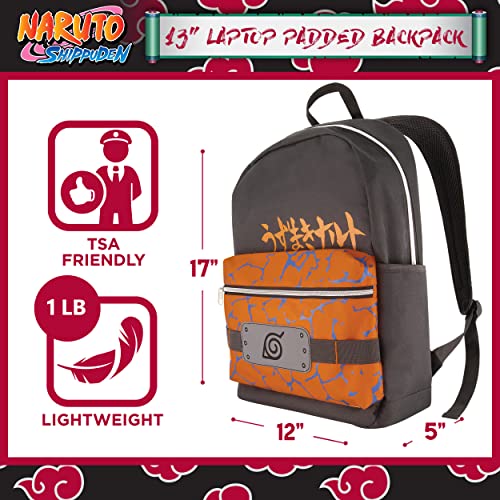 Concept One Naruto 13 Inch Sleeve Laptop Backpack, Padded Computer Bag for Commute or Travel, Shinobi Headband, One Size