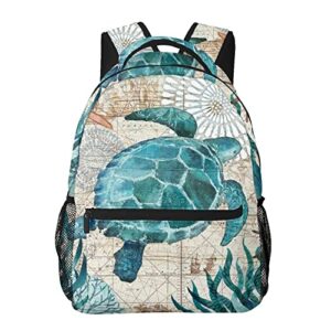 multi leisure backpack,sea turtle ocean animal pattern digital print,travel sports school bag for adult youth college students