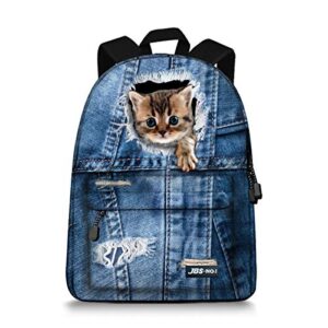 jbs-no.1 cute cats backpack for teen girls,canvas bookbags for school (blue1)