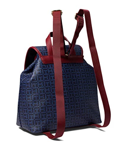 Tommy Hilfiger Kennedy II Flap Backpack w/Hangoff-Coated Square Monogram Tommy Navy/Charcoal Blue One Size