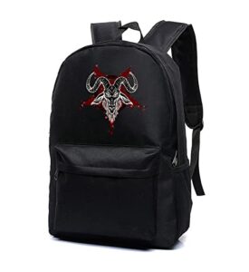 goth baphomet pentagram satanic goat head unisex classic canvas goth backpack hiking bag durable travel daypack bookbag