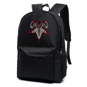 Goth Baphomet Pentagram Satanic goat head Unisex Classic Canvas goth Backpack Hiking Bag Durable Travel Daypack Bookbag