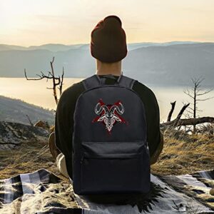 Goth Baphomet Pentagram Satanic goat head Unisex Classic Canvas goth Backpack Hiking Bag Durable Travel Daypack Bookbag