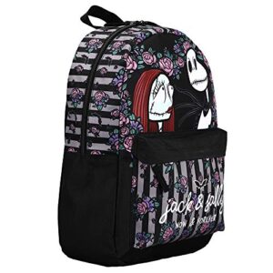 Jack & Sally Nightmare Before Christmas Movie Floral Mix Block Backpack