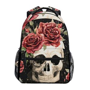 gothic skull rose flower backpacks college school bag shoulder casual travel daypack hiking camping