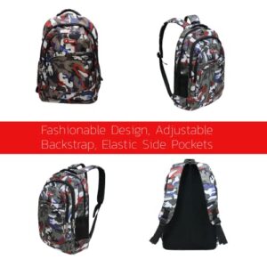 Synergy Shipping Solutions Universal/Unisex Fashionable Backpack - Colorful Multi Cam Design - Lightweight & Durable with Capacity to Hold Books, Laptops, Sports & Outdoor Items, Large Capacity