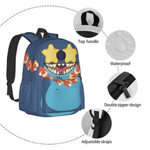 Anime Backpack for Girls & Boys, Canvas Casual Fashion 3D Print Laptop Bag Large 17 Inch Backpack,Blue Grey