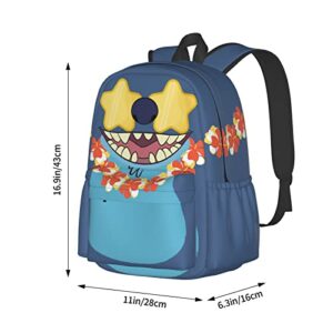 Anime Backpack for Girls & Boys, Canvas Casual Fashion 3D Print Laptop Bag Large 17 Inch Backpack,Blue Grey