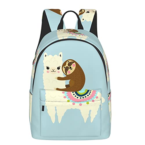 Delerain 16 Inch Backpack Alpaca Llama Sloth Laptop Backpack School Bookbag Travel Shoulder Bag Casual Daypack