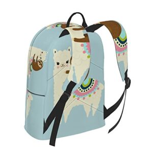 Delerain 16 Inch Backpack Alpaca Llama Sloth Laptop Backpack School Bookbag Travel Shoulder Bag Casual Daypack