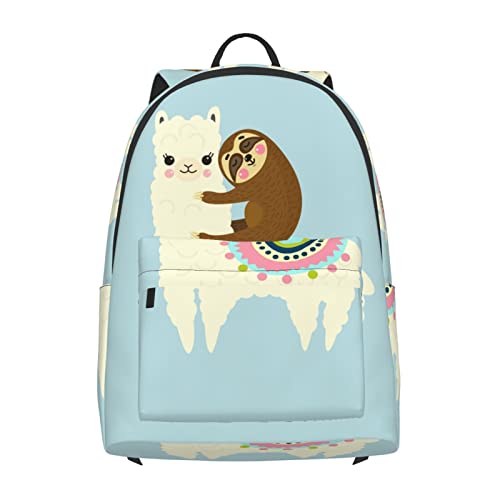 Delerain 16 Inch Backpack Alpaca Llama Sloth Laptop Backpack School Bookbag Travel Shoulder Bag Casual Daypack