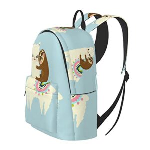 Delerain 16 Inch Backpack Alpaca Llama Sloth Laptop Backpack School Bookbag Travel Shoulder Bag Casual Daypack