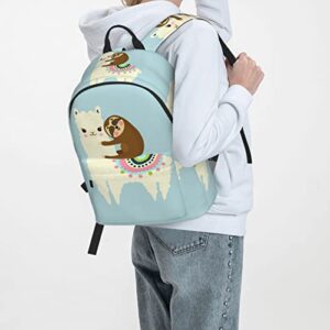 Delerain 16 Inch Backpack Alpaca Llama Sloth Laptop Backpack School Bookbag Travel Shoulder Bag Casual Daypack