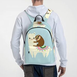 Delerain 16 Inch Backpack Alpaca Llama Sloth Laptop Backpack School Bookbag Travel Shoulder Bag Casual Daypack