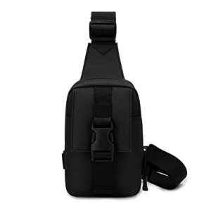 long keeper small sling bag crossbody bag men lightweight chest backpack shoulder bags for hiking cycling traveling running (black)
