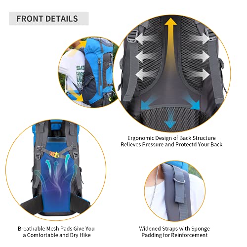 Dehikewell Hiking Backpack, 60L Large Rucksack for Men Women, Water-resistant Lightweight Daypack Ideal for Camping Trekking Travel