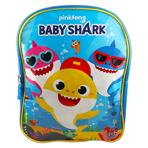 Fast Forward Baby Shark Backpack for Toddlers, Kids - Baby Shark School Supplies Bundle with 15” Baby Shark School Bag Plus Stickers, Water Bottle, Backpack Clip, and More (Baby Shark Travel Bag)