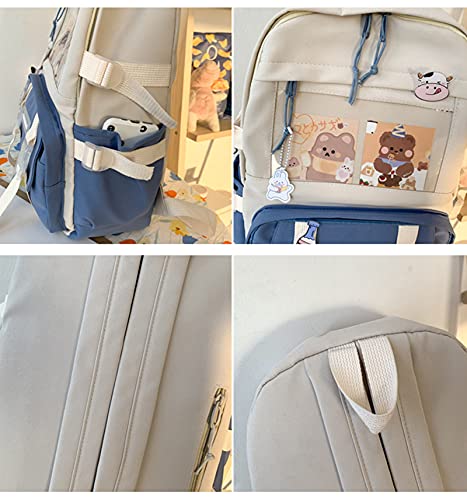 JELLYEA Kawaii School Backpack with Cute Milk Cow Accessories Kawaii Pins for Girls Teen (Black)