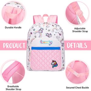 Lohol Cute Unicorn Backpack for Little Kids, Lightweight School Bookbag for Kindergarten Children Girl with Chest Strap (Light Blue)