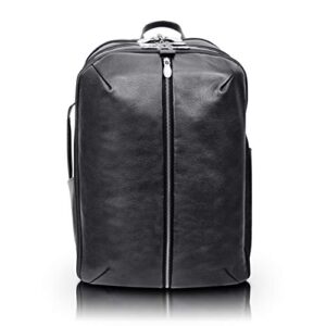 mckleinusa englewood, pebble grain calfskin leather, 17″ leather, triple compartment, carry-all, laptop & tablet weekend backpack, black (18895)