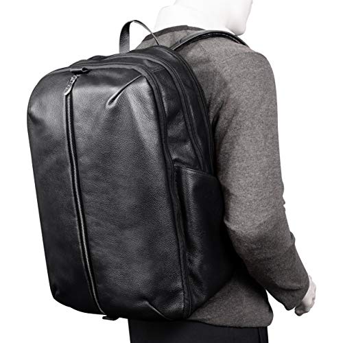 McKleinUSA Englewood, Pebble Grain Calfskin Leather, 17" Leather, Triple Compartment, Carry-All, Laptop & Tablet Weekend Backpack, Black (18895)