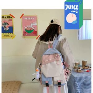 TKBASO Anime Anya Forger Backpack Cosplay Bag Kawaii Backpack Laptop Bag With Pendant Pink (8)
