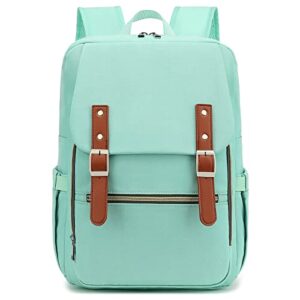 fuyicat laptop backpack for women men travel business work, girls boys school backpack college bookbag fit 15.6 inch notebook (mint green)