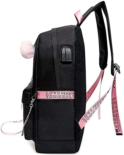 Alikpop USB Backpack Jimin Suga Jin Taehyung V Jungkook Korean Casual Backpack Daypack Laptop Bag College Bag Book Bag School Bag With Pencil Bag (B)