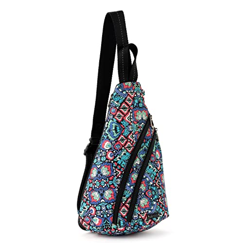 Sakroots Women's On The Go Sling Backpack in Nylon Eco Twill, Multi Ikat World