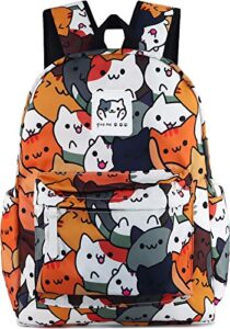 roffatide game neko atsume anime laptop backpack cute cat school bag cartoon printed daypack